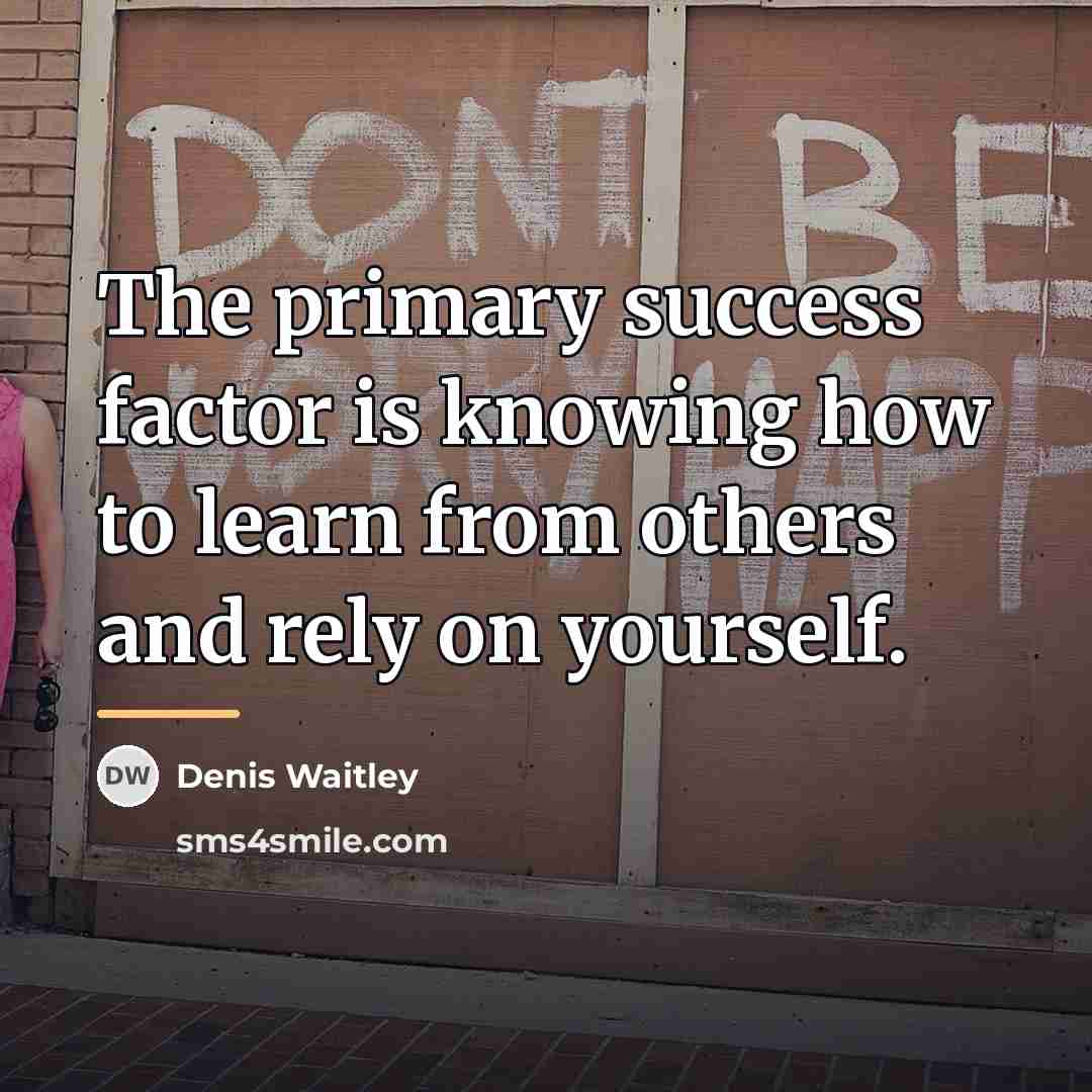 “The primary success factor is knowing how to learn from…” quote by Denis Waitley