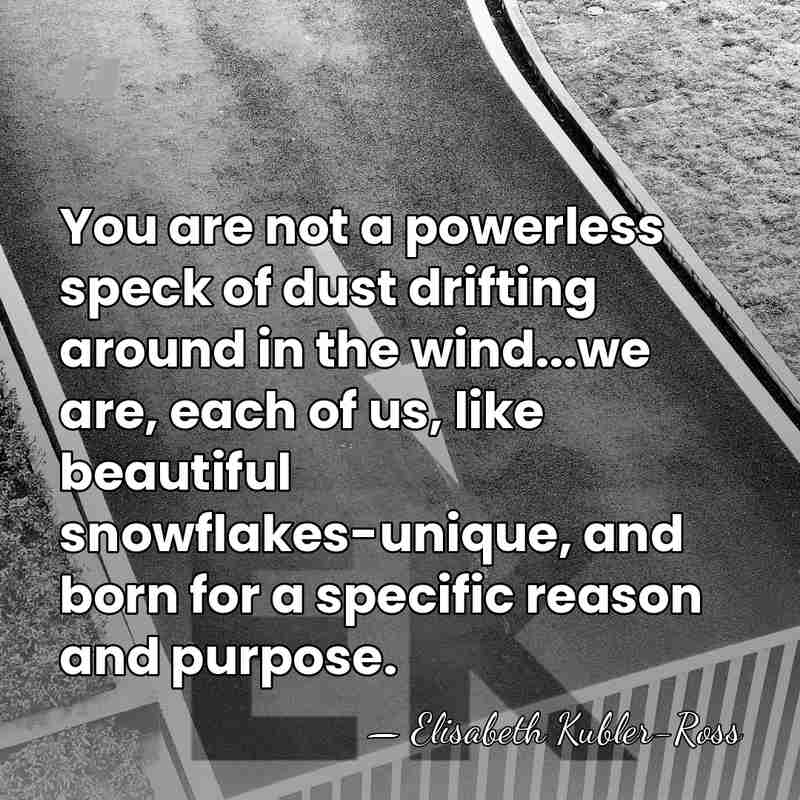 You are not a powerless speck of dust drifting around in the&hellip; - Elisabeth Kubler-Ross