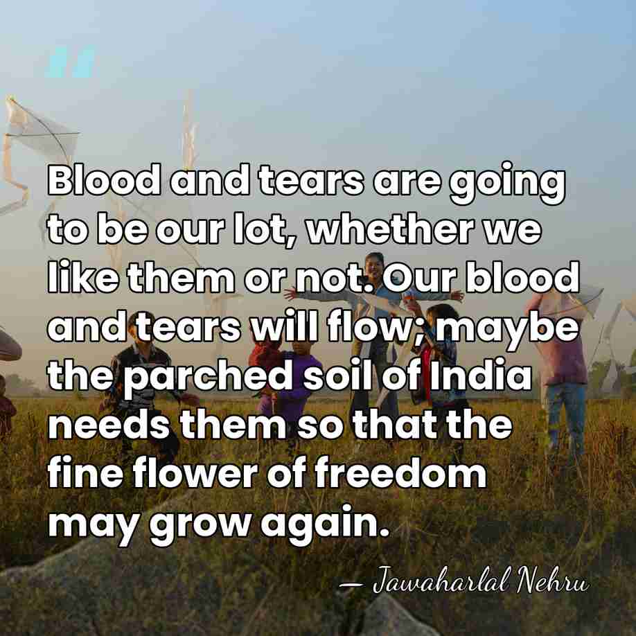 Blood and tears are going to be our lot, whether we like&hellip; - Jawaharlal Nehru