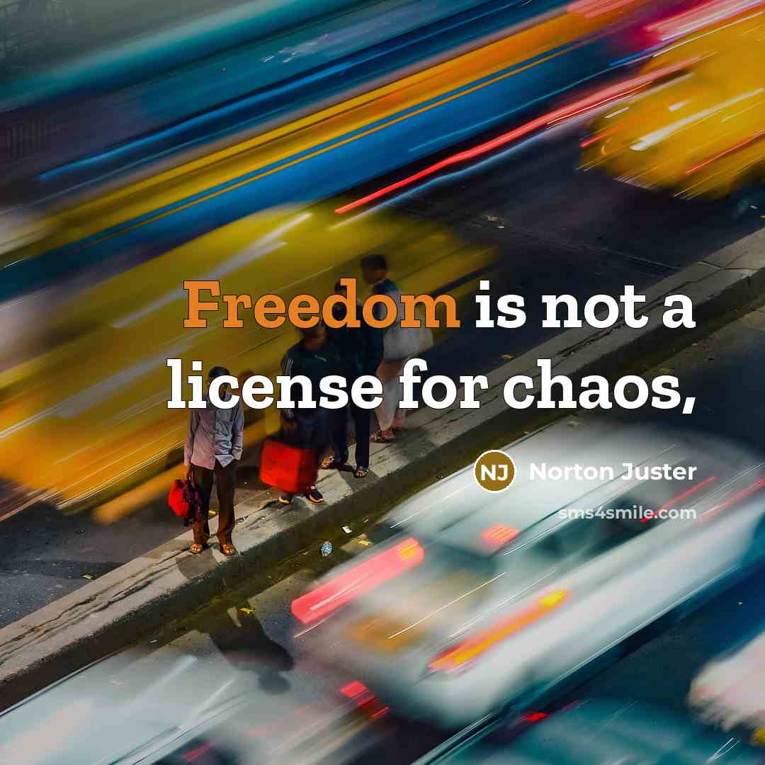 “Freedom is not a license for chaos,…” quote by Norton Juster