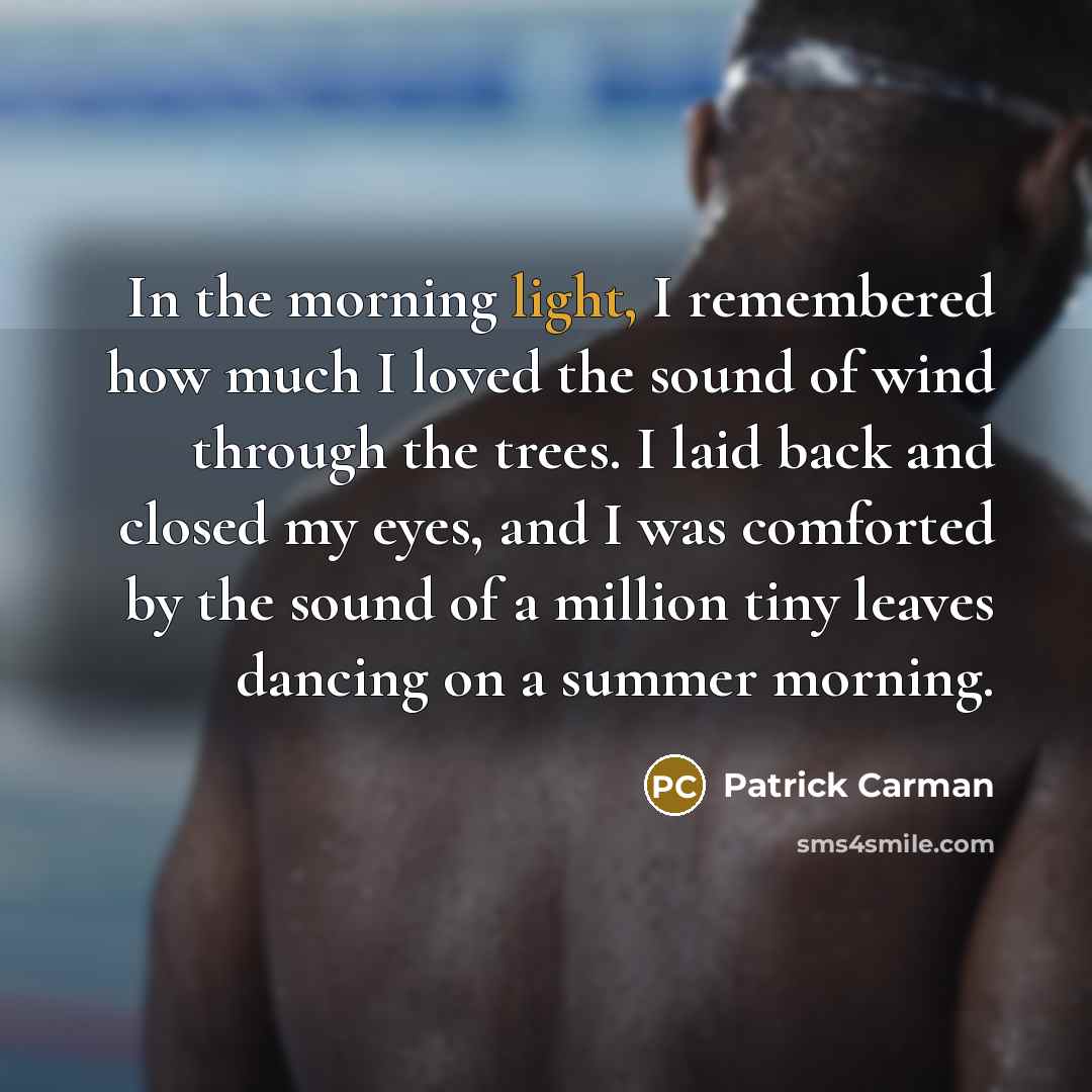 “In the morning light, I remembered how much I loved…” quote by Patrick Carman
