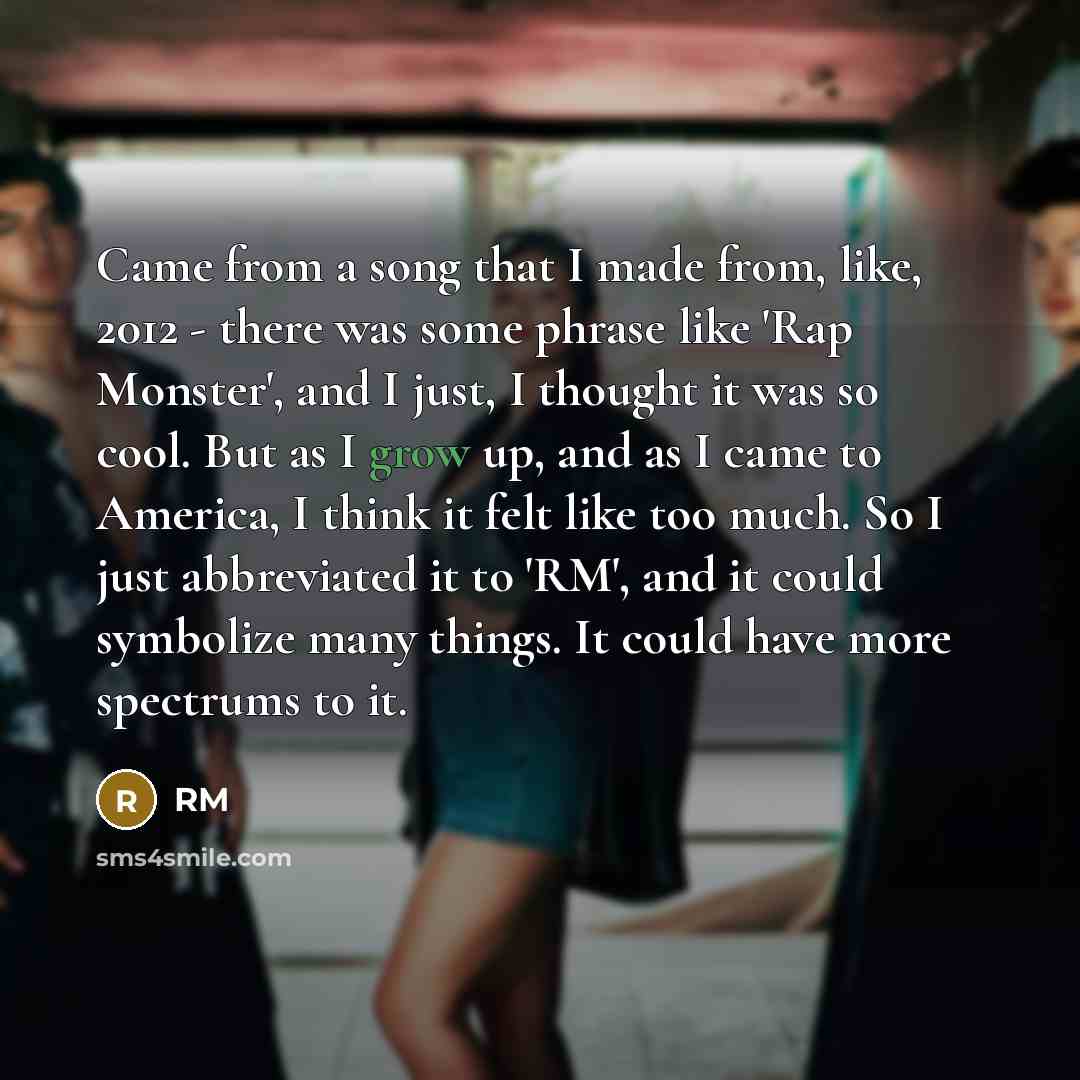 “Came from a song that I made from, like, 2012…” quote by RM