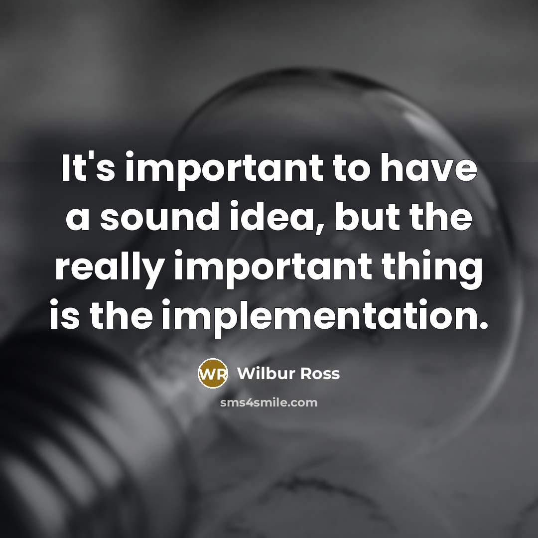 “It's important to have a sound idea, but the really…” quote by Wilbur Ross