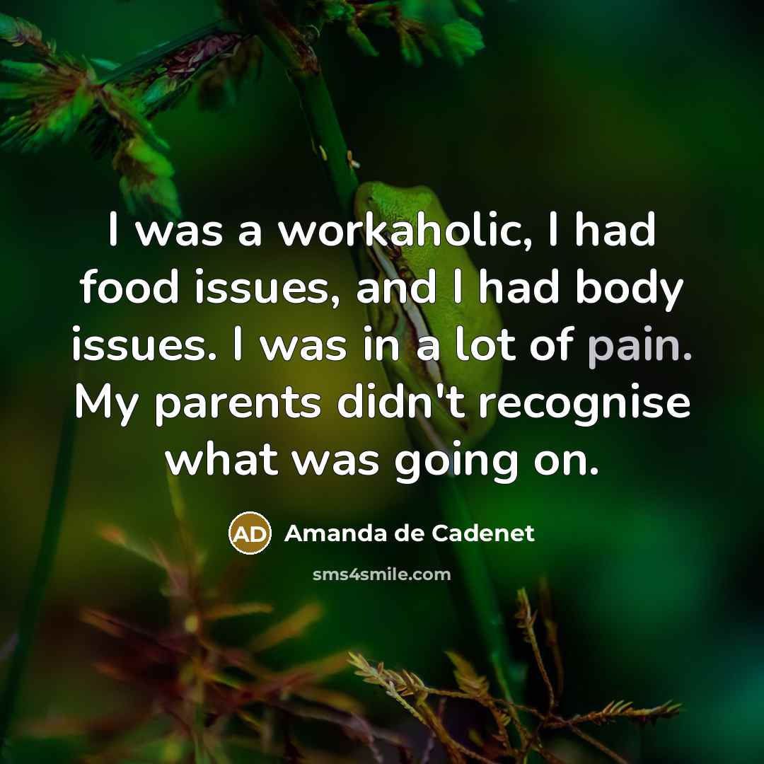 “I was a workaholic, I had food issues, and I…” quote by Amanda de Cadenet