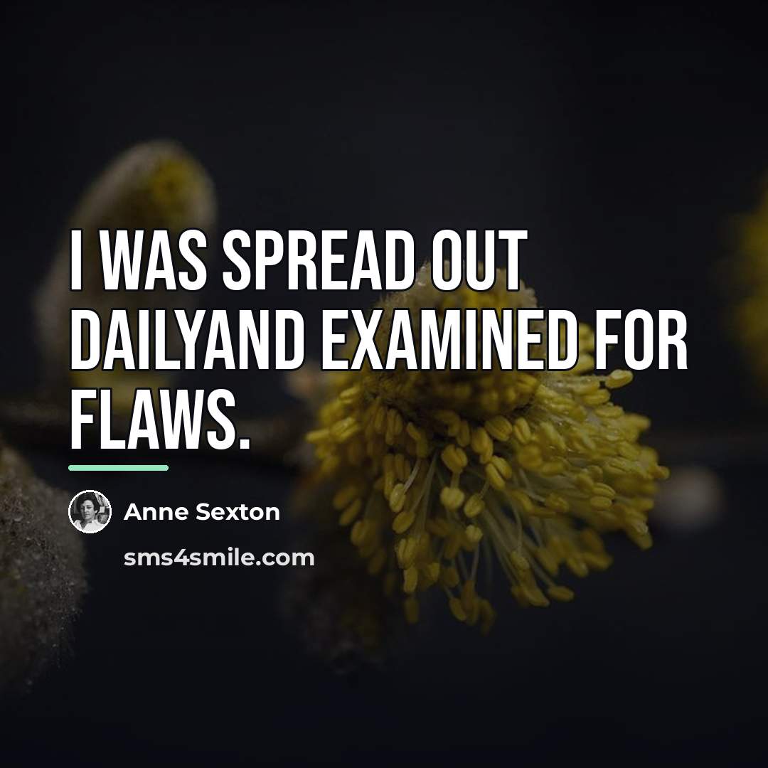 “I was spread out dailyand examined for flaws.…” quote by Anne Sexton
