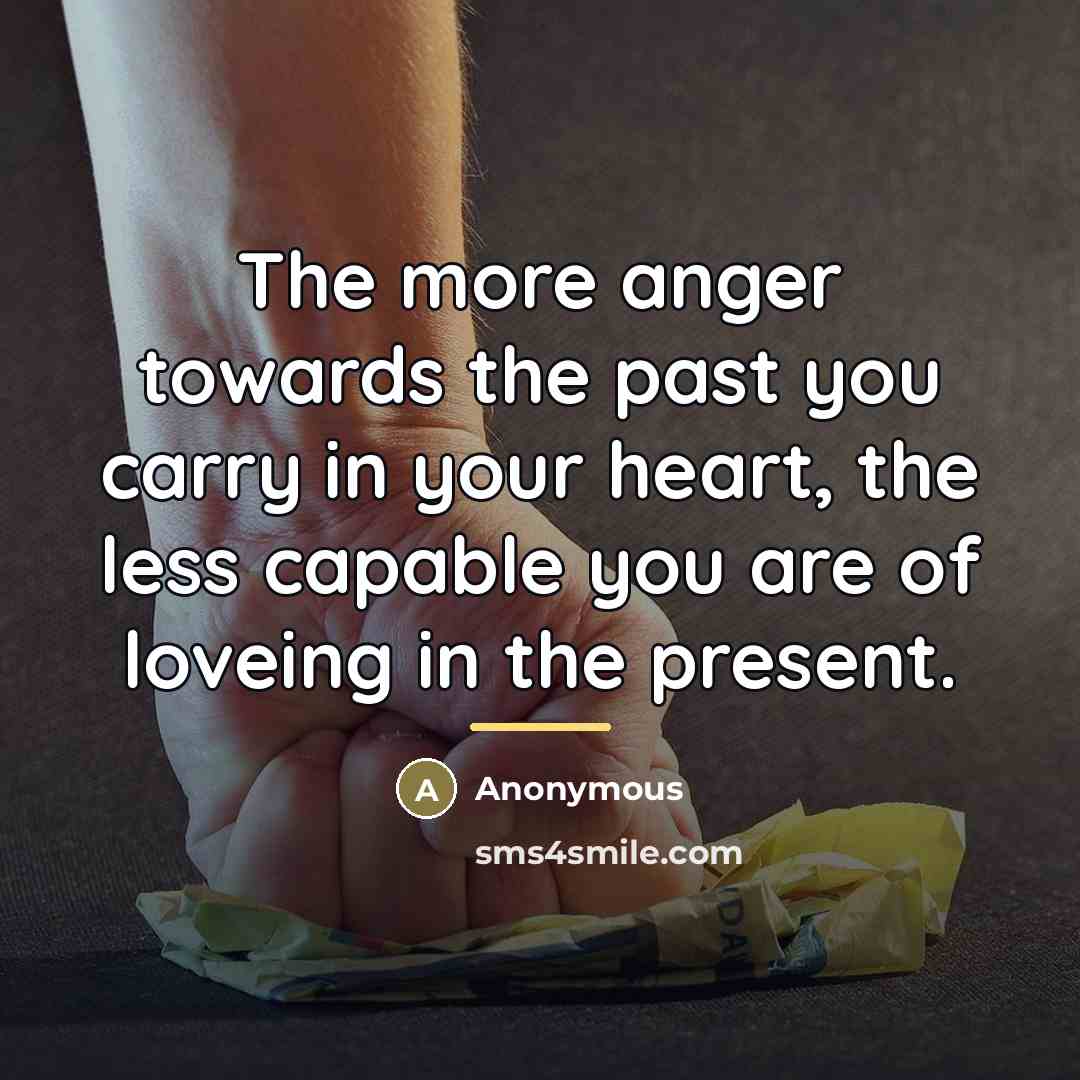 “The more anger towards the past you carry in your…” quote by Anonymous