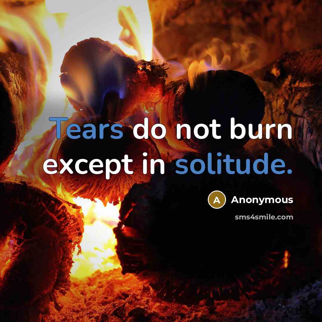 “Tears do not burn except in solitude.” quote by Anonymous