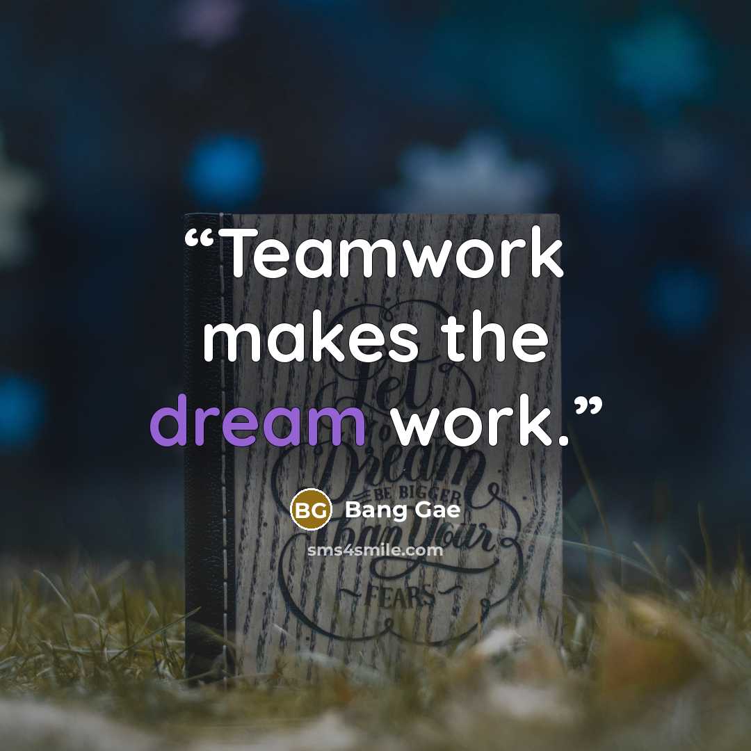 “Teamwork makes the dream work.” quote by Bang Gae