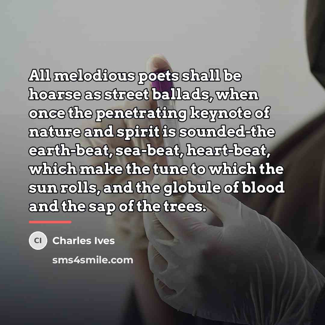 “All melodious poets shall be hoarse as street ballads, when…” quote by Charles Ives