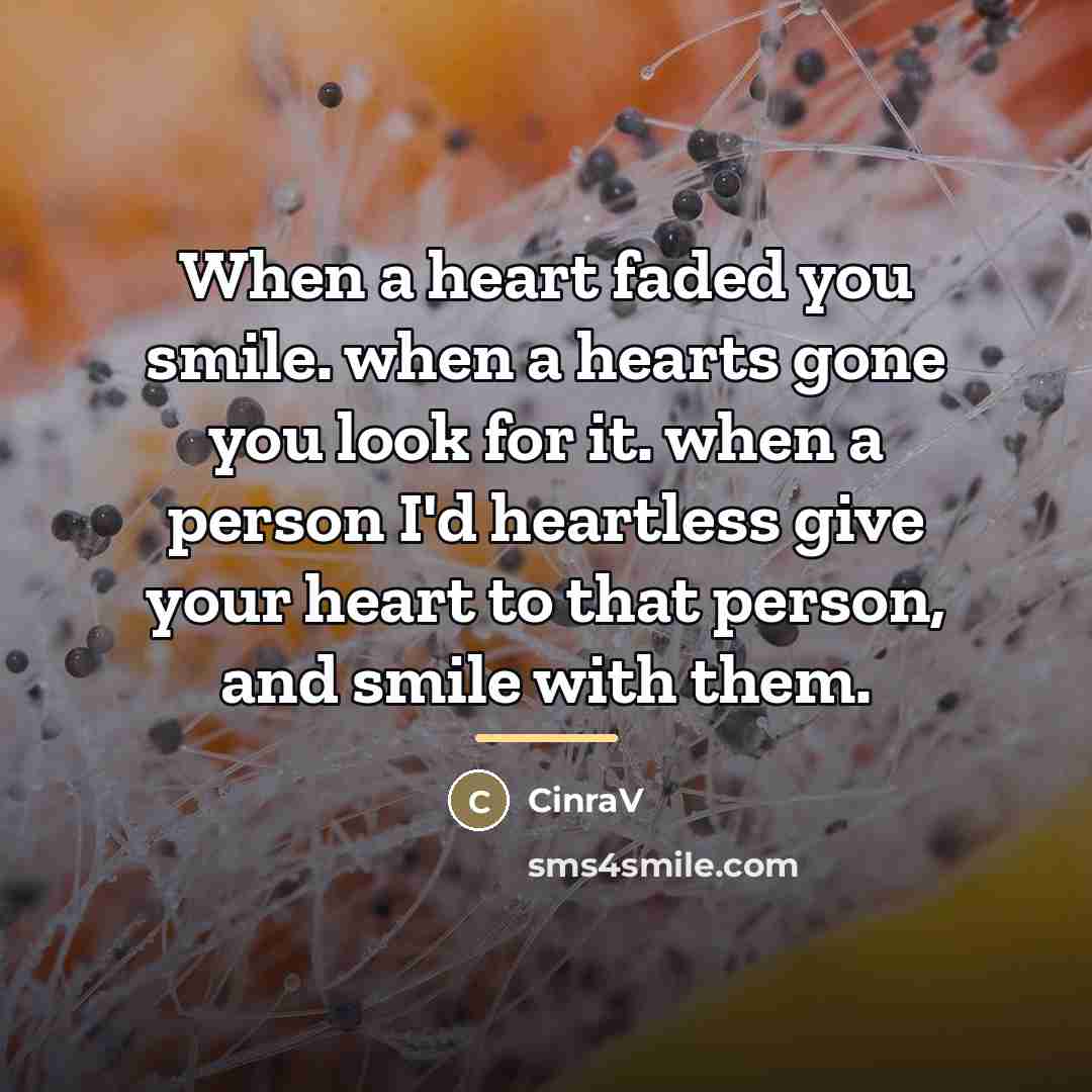 “When a heart faded you smile. when a hearts gone…” quote by CinraV