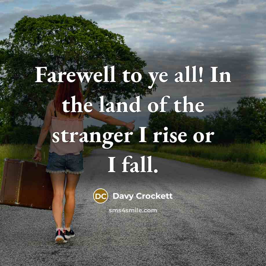 “Farewell to ye all! In the land of the stranger…” quote by Davy Crockett