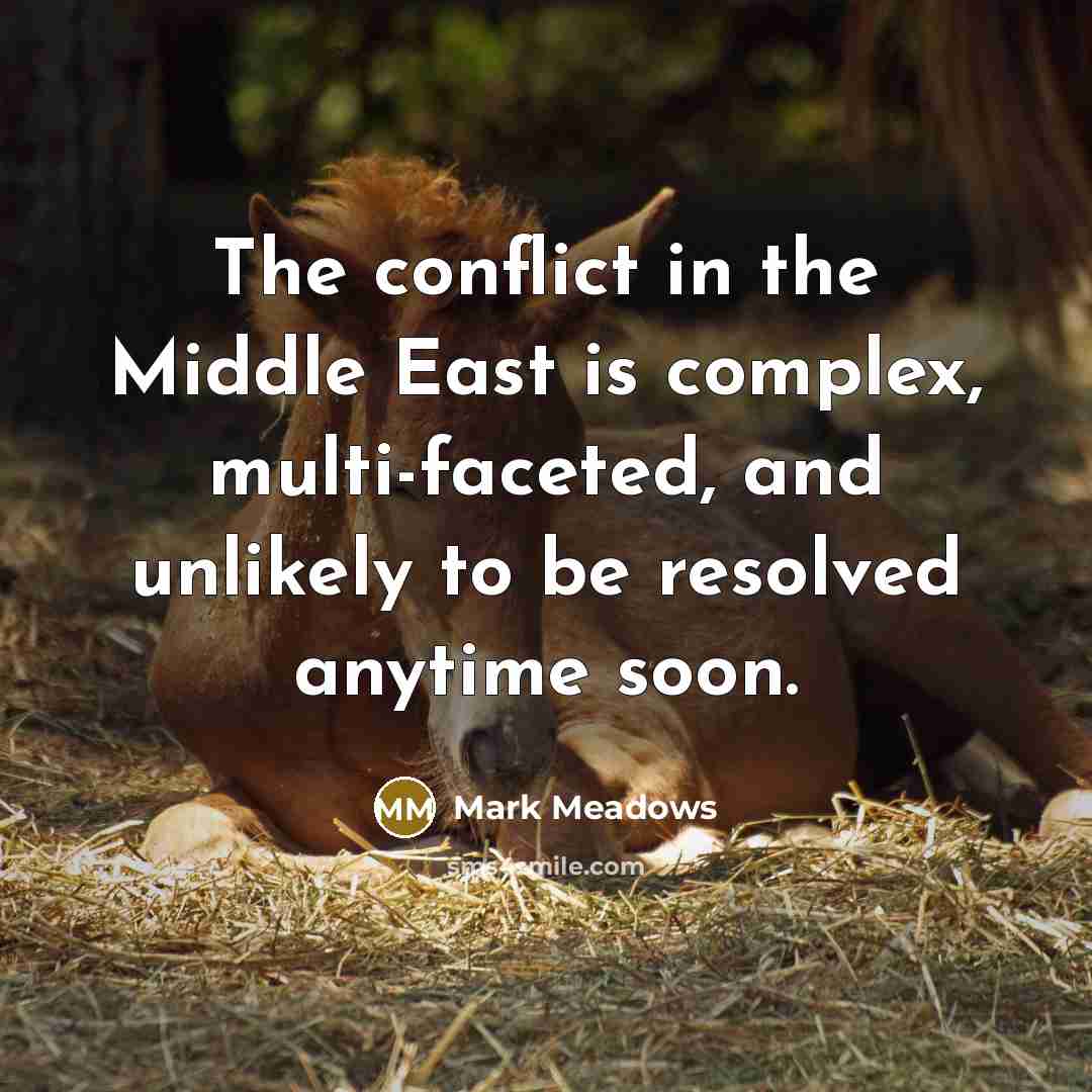 “The conflict in the Middle East is complex, multi-faceted, and…” quote by Mark Meadows