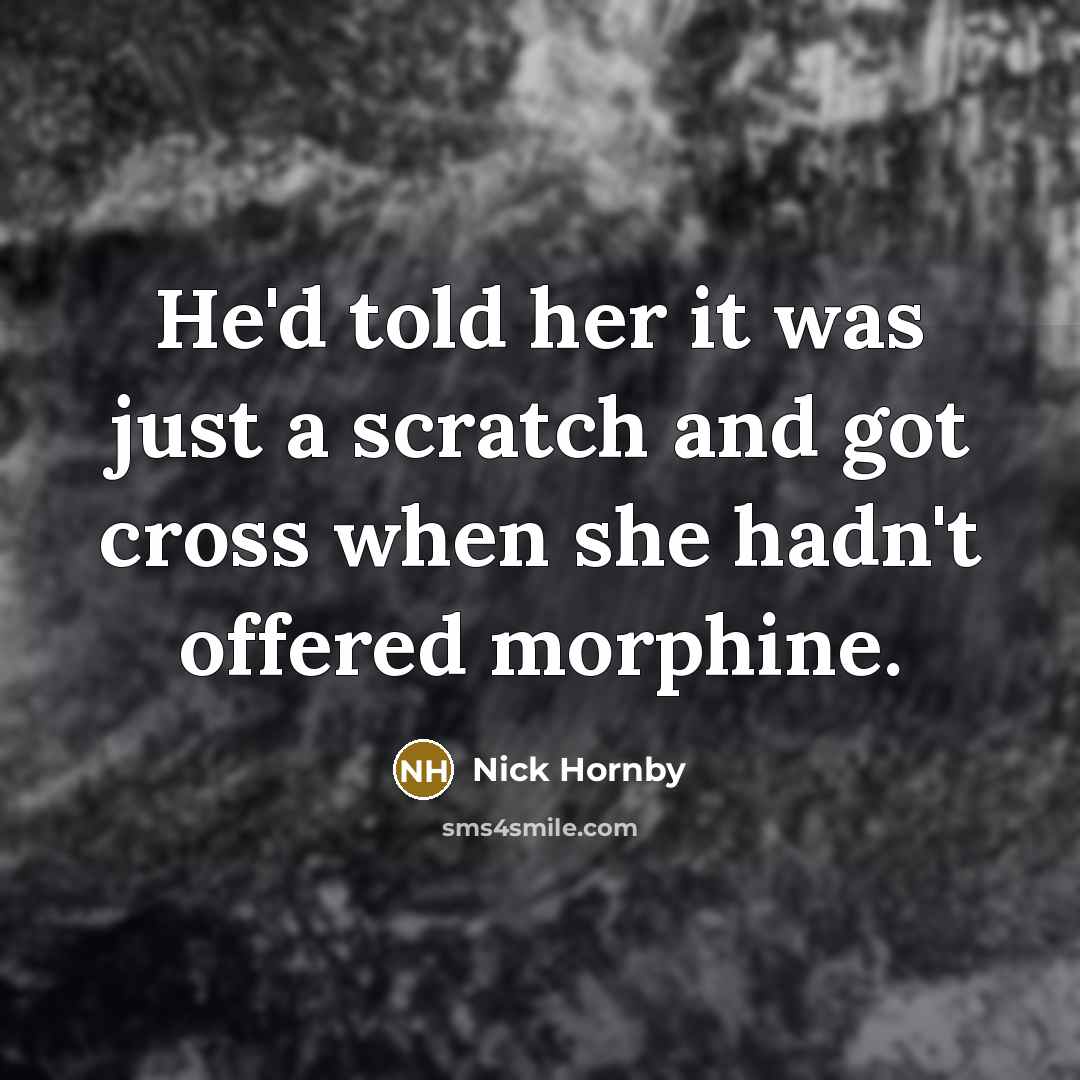 “He'd told her it was just a scratch and got…” quote by Nick Hornby
