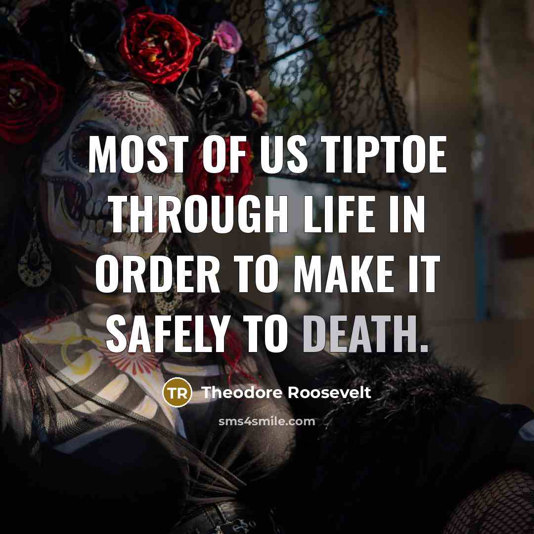 “Most of us tiptoe through life in order to make…” quote by Theodore Roosevelt