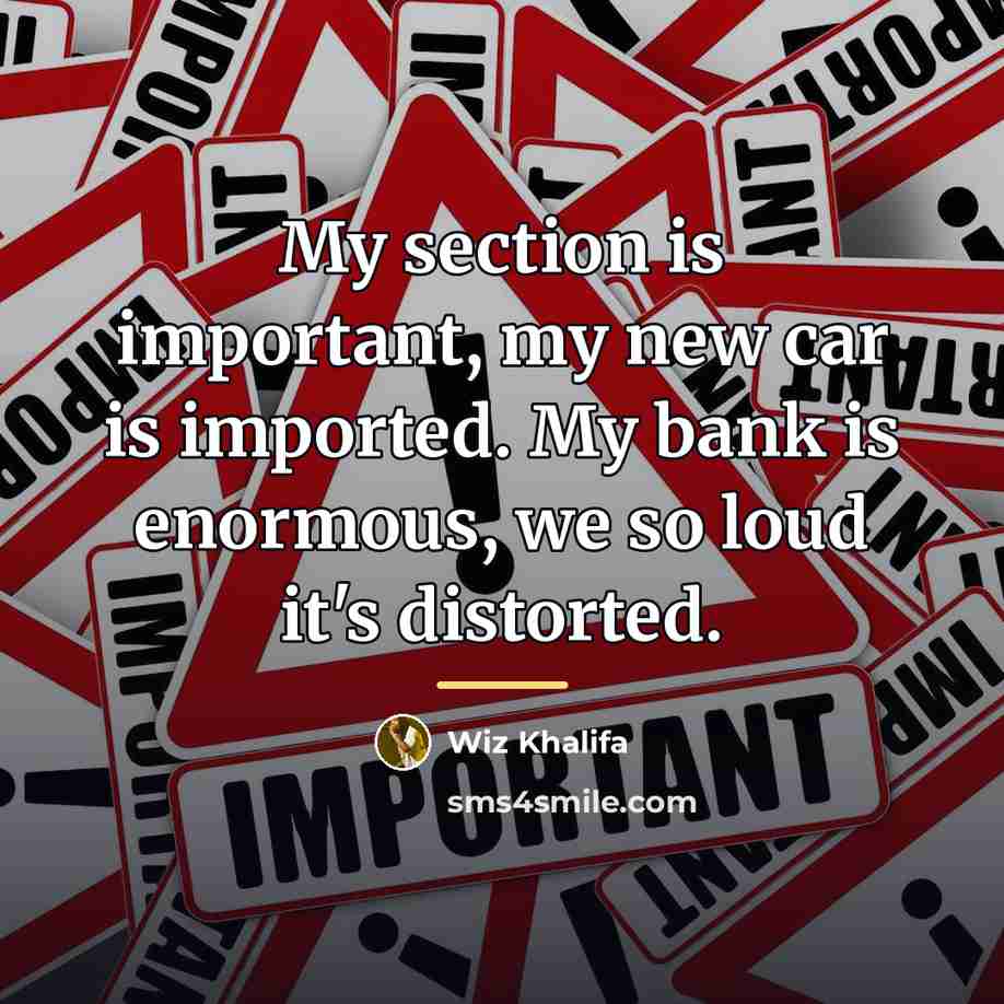 “My section is important, my new car is imported. My…” quote by Wiz Khalifa