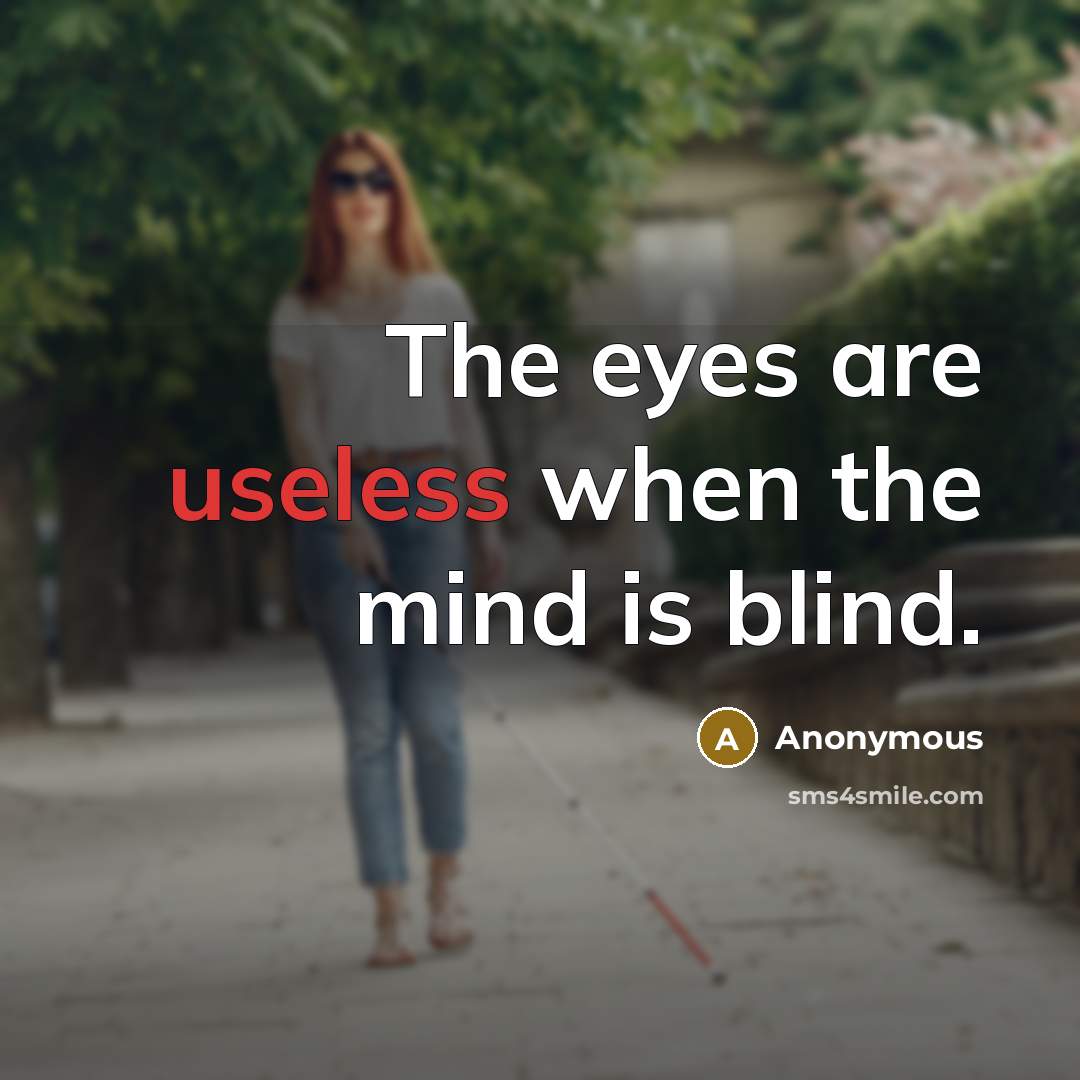 “The eyes are useless when the mind is blind.” quote by Anonymous