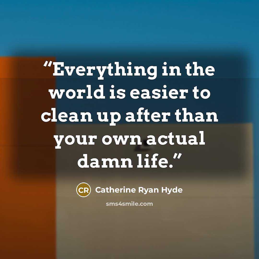 “Everything in the world is easier to clean up after than your own actual damn life.” quote by Catherine Ryan Hyde