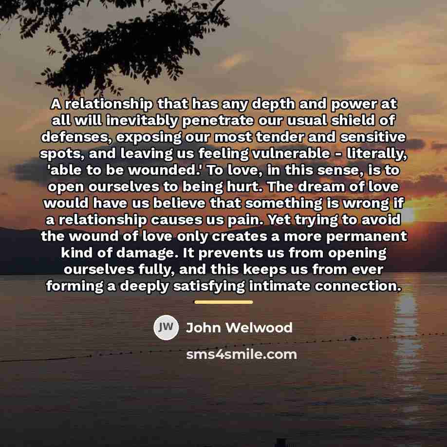 “A relationship that has any depth and power at all…” quote by John Welwood