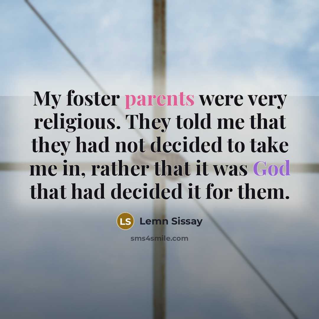 “My foster parents were very religious. They told me that…” quote by Lemn Sissay