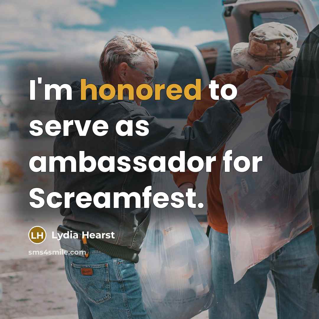 “I'm honored to serve as ambassador for Screamfest.…” quote by Lydia Hearst