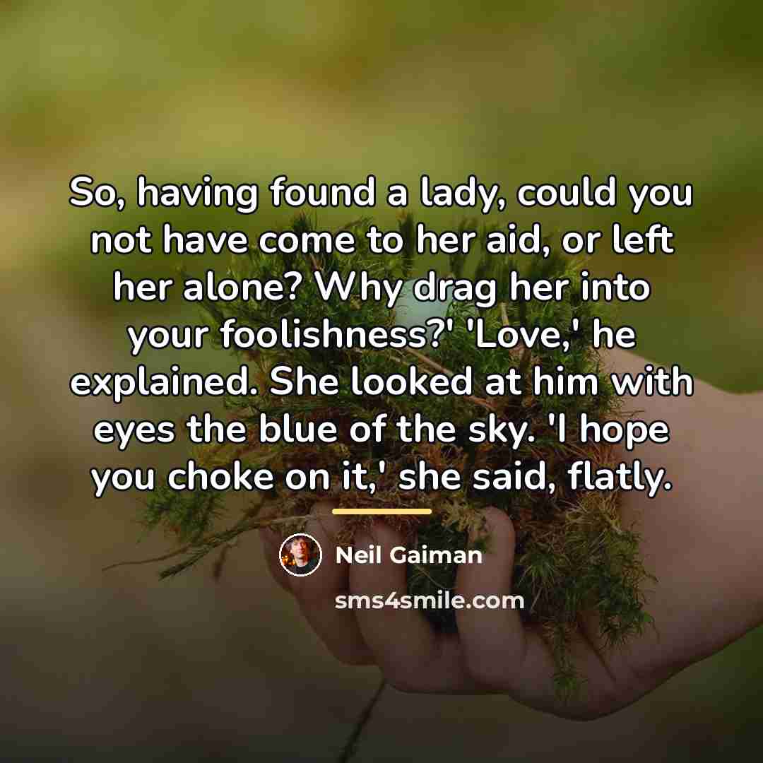 “So, having found a lady, could you not have come…” quote by Neil Gaiman