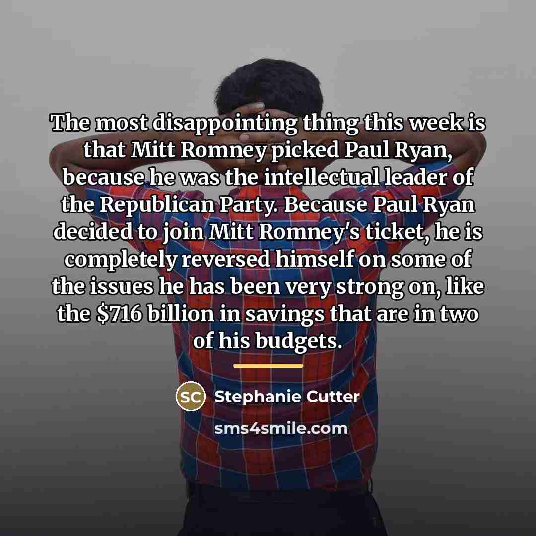 “The most disappointing thing this week is that Mitt Romney…” quote by Stephanie Cutter