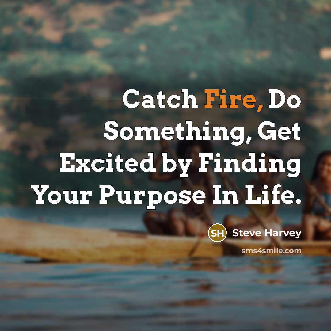 “Catch Fire, Do Something, Get Excited by Finding Your Purpose…” quote by Steve Harvey