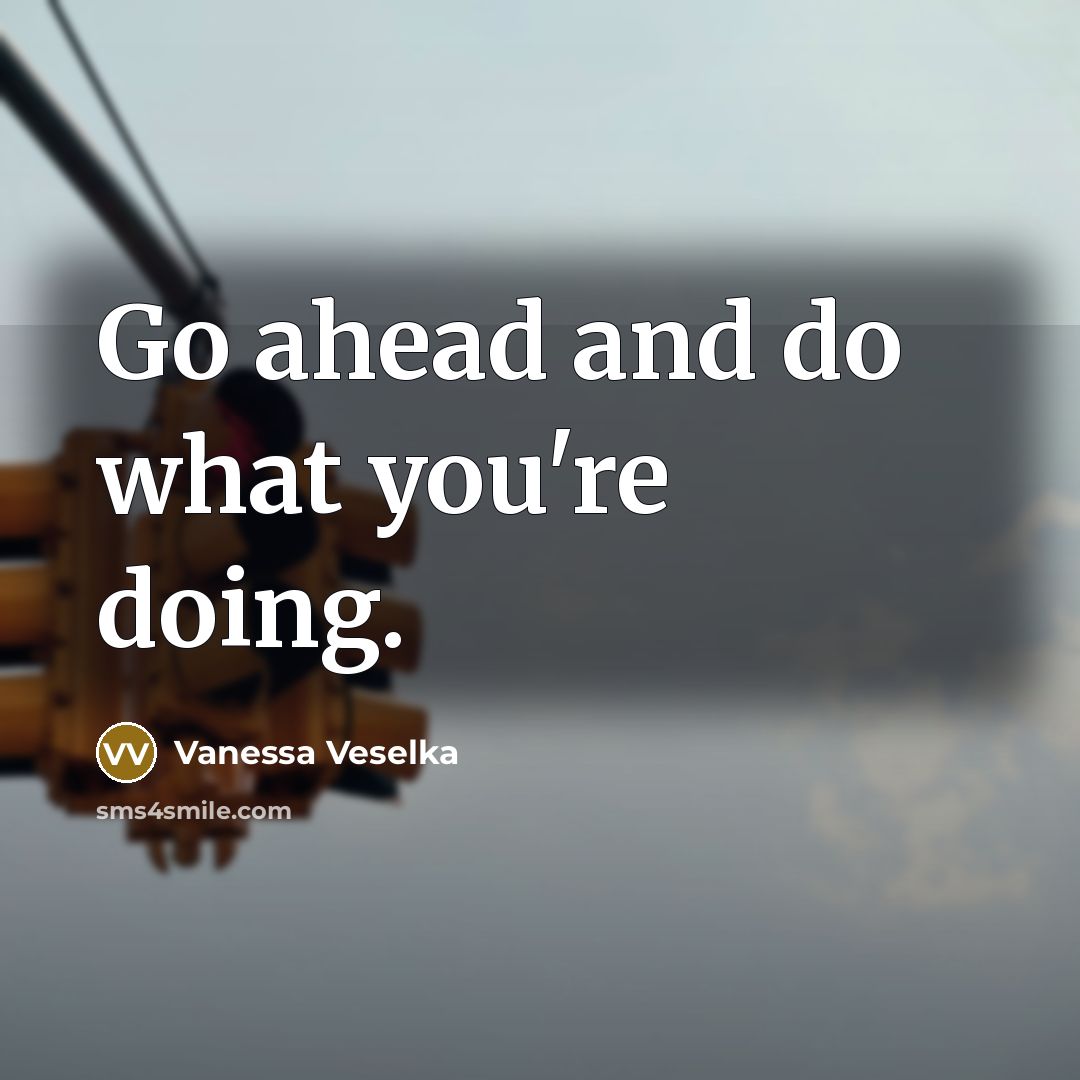 “Go ahead and do what you're doing.” quote by Vanessa Veselka