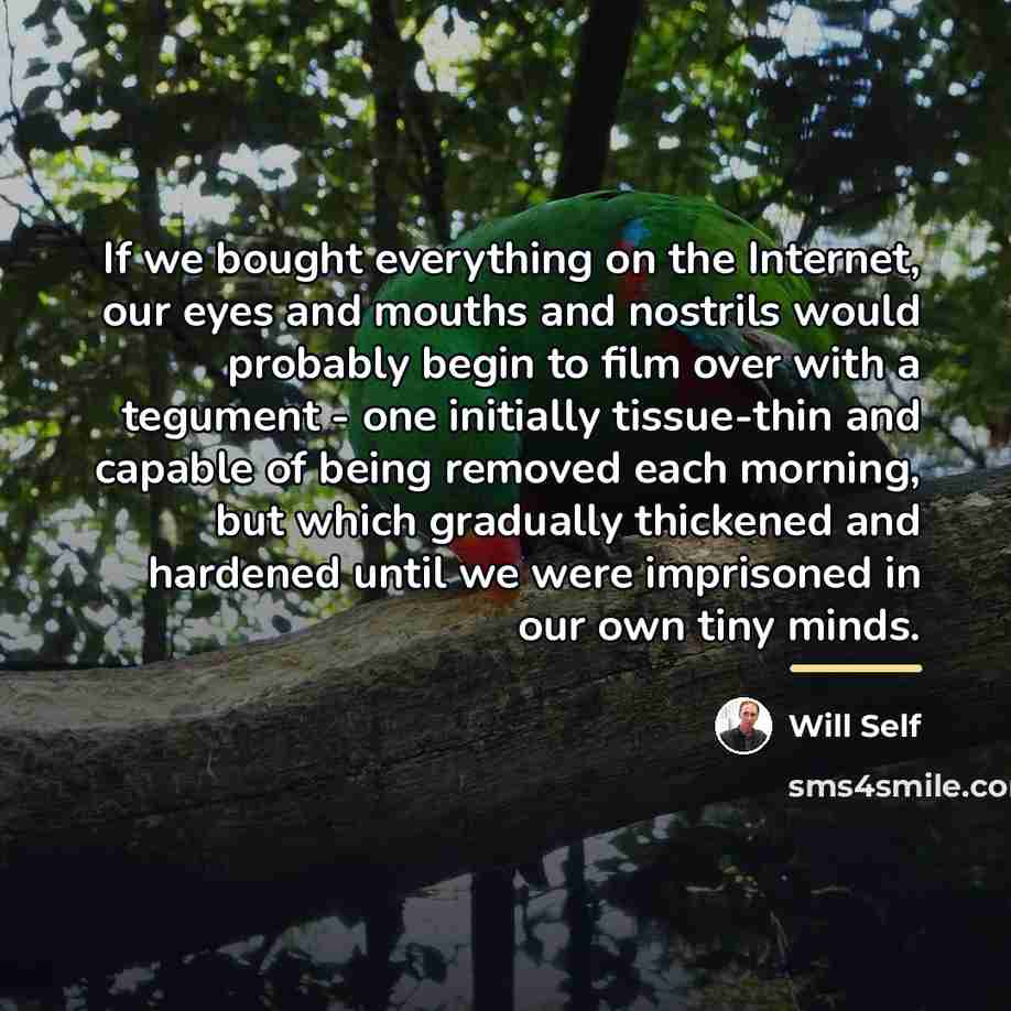 “If we bought everything on the Internet, our eyes and…” quote by Will Self