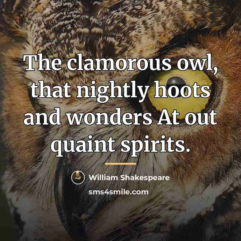 “The clamorous owl, that nightly hoots and wonders At out…” quote by William Shakespeare