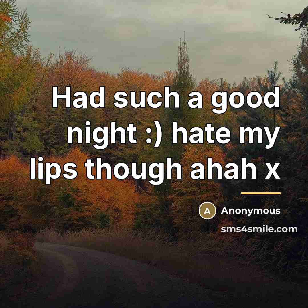 “Had such a good night :) hate my lips though…” quote by Anonymous