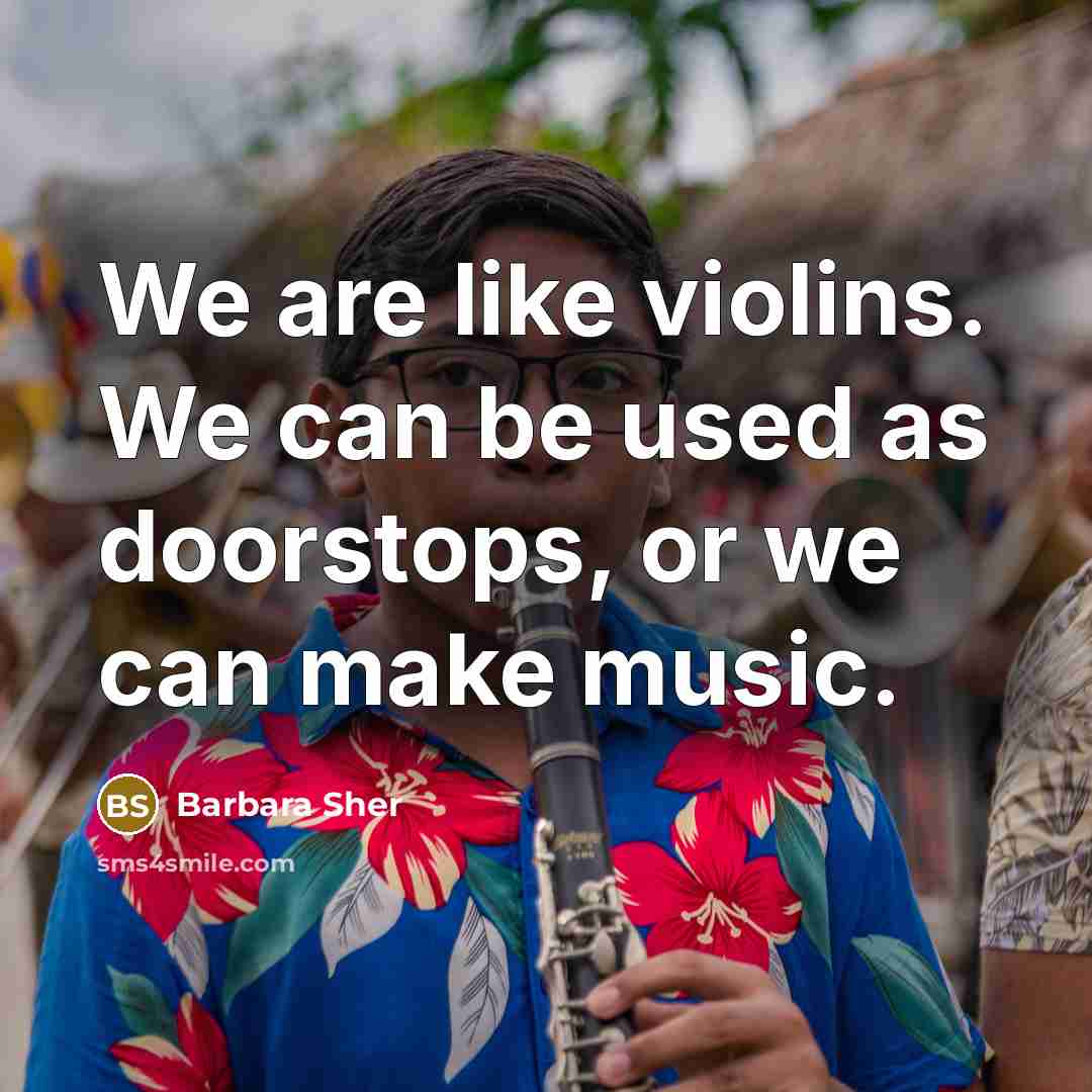 “We are like violins. We can be used as doorstops,…” quote by Barbara Sher
