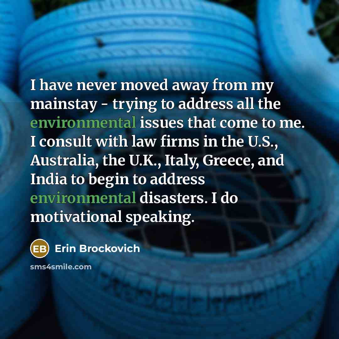 “I have never moved away from my mainstay - trying…” quote by Erin Brockovich