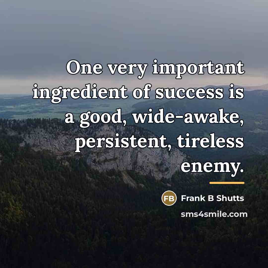 “One very important ingredient of success is a good, wide-awake,…” quote by Frank B Shutts