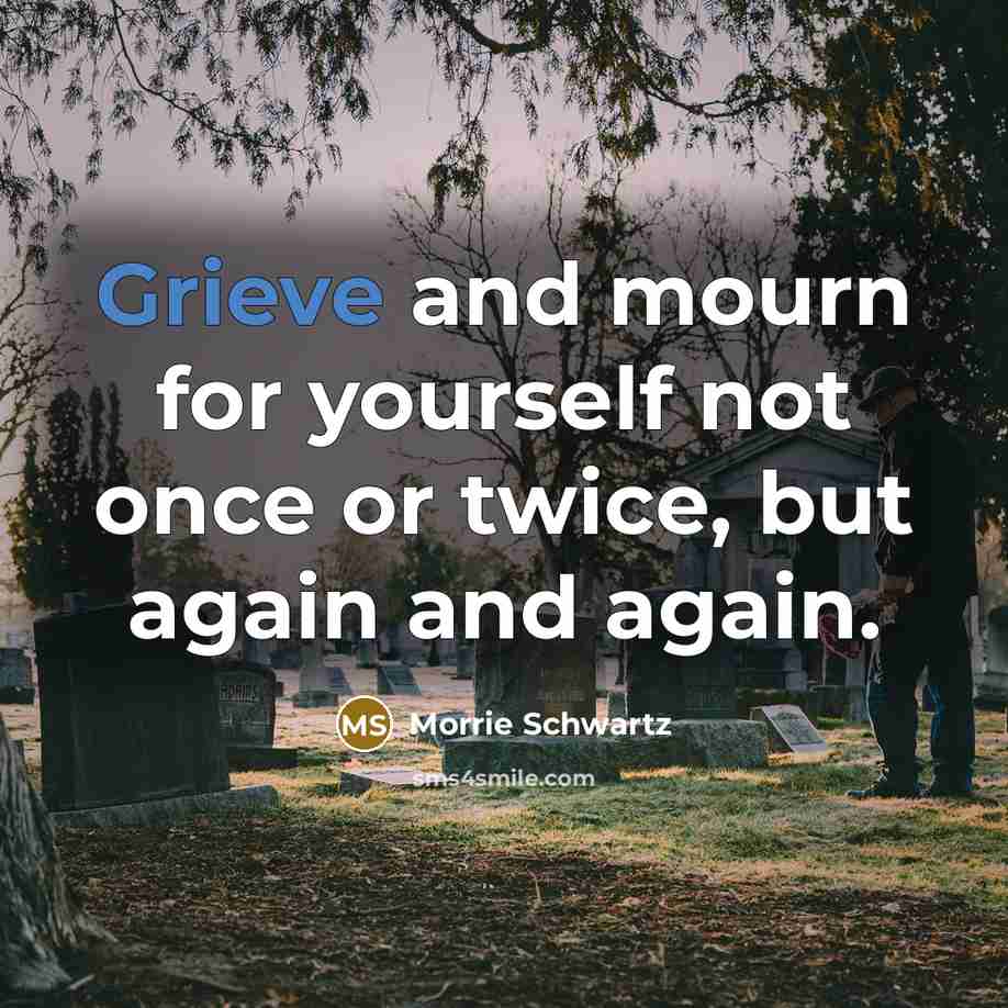 “Grieve and mourn for yourself not once or twice, but…” quote by Morrie Schwartz