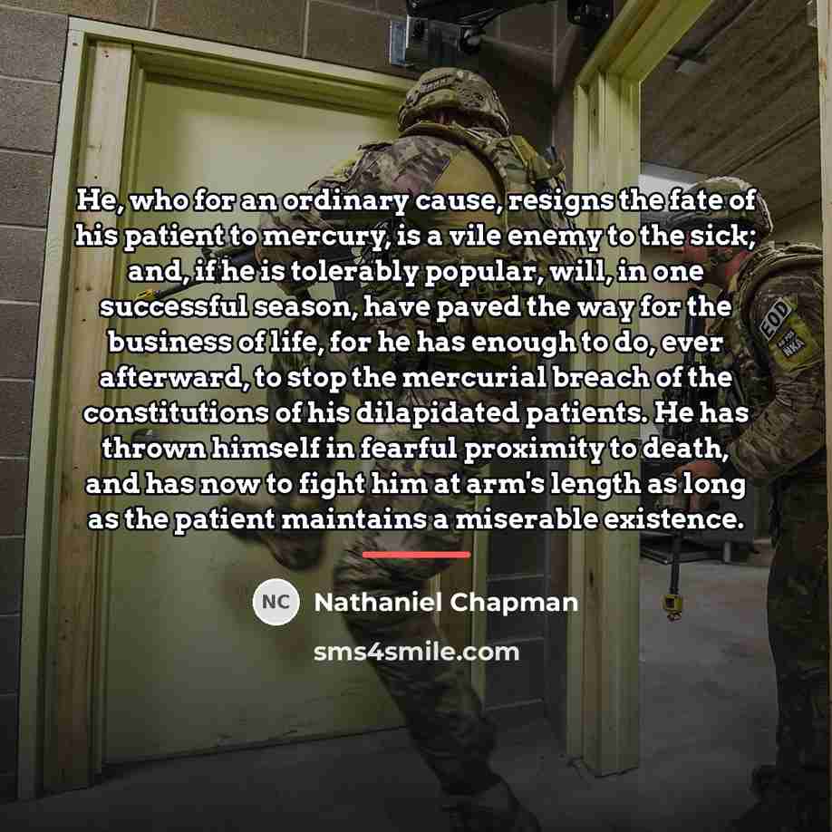 “He, who for an ordinary cause, resigns the fate of…” quote by Nathaniel Chapman