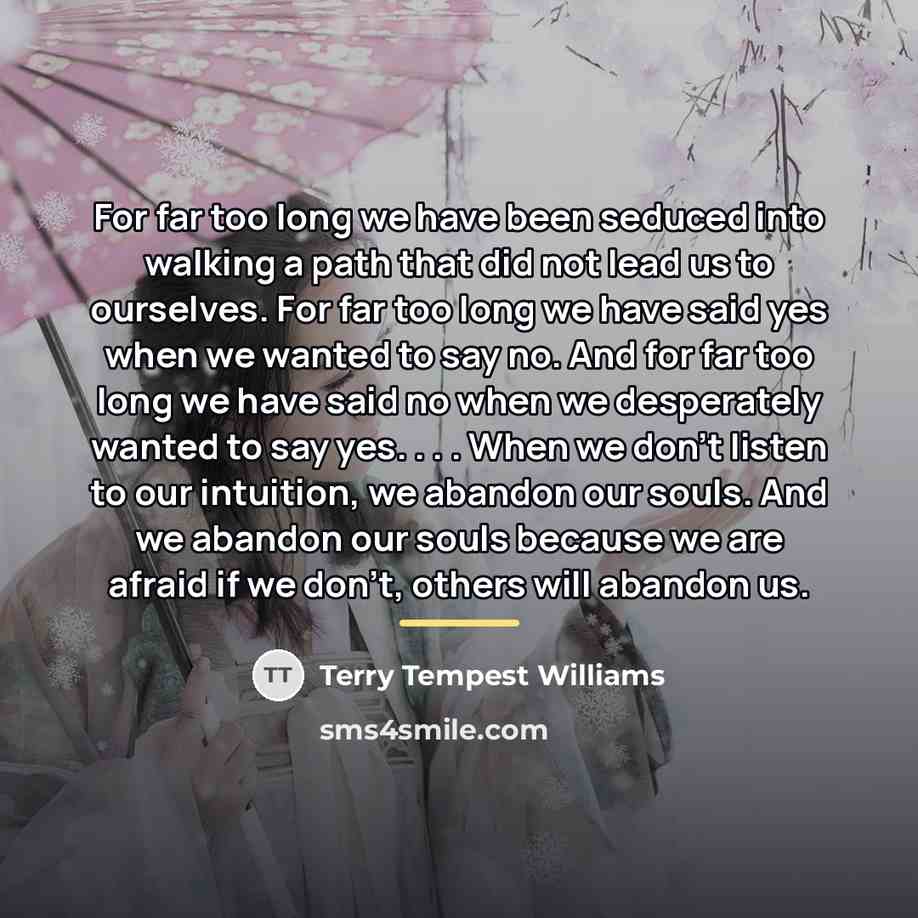 “For far too long we have been seduced into walking…” quote by Terry Tempest Williams