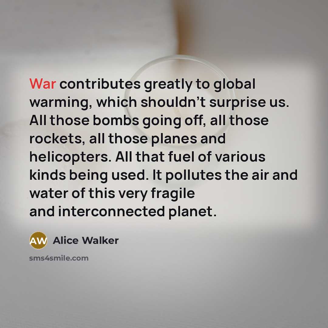 “War contributes greatly to global warming, which shouldn't surprise us.…” quote by Alice Walker