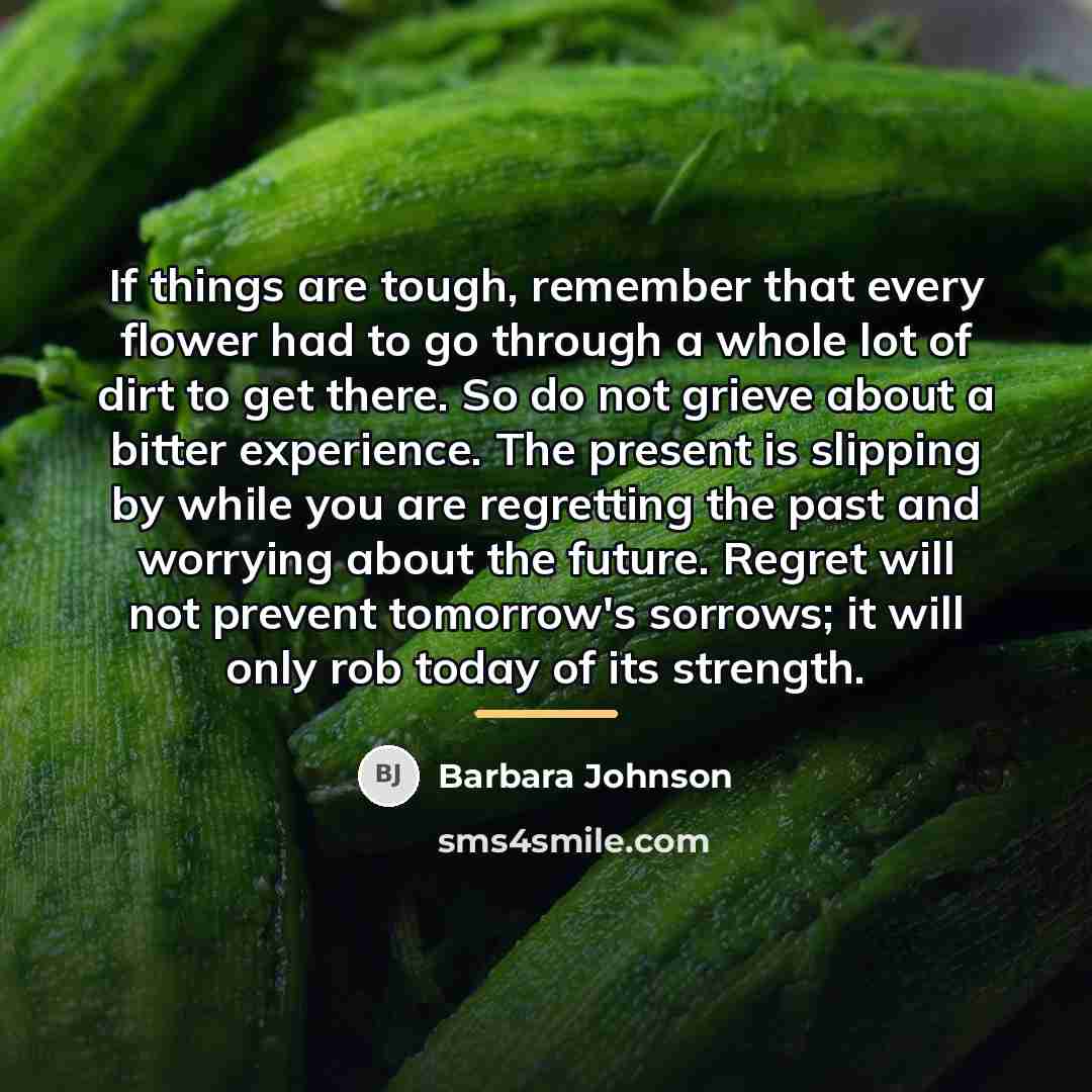 “If things are tough, remember that every flower had to…” quote by Barbara Johnson