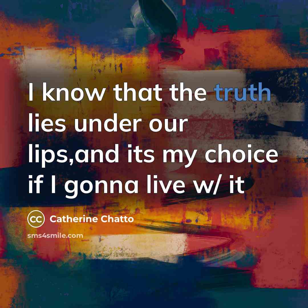 “I know that the truth lies under our lips,and its…” quote by Catherine Chatto