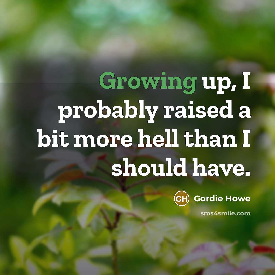 “Growing up, I probably raised a bit more hell than…” quote by Gordie Howe