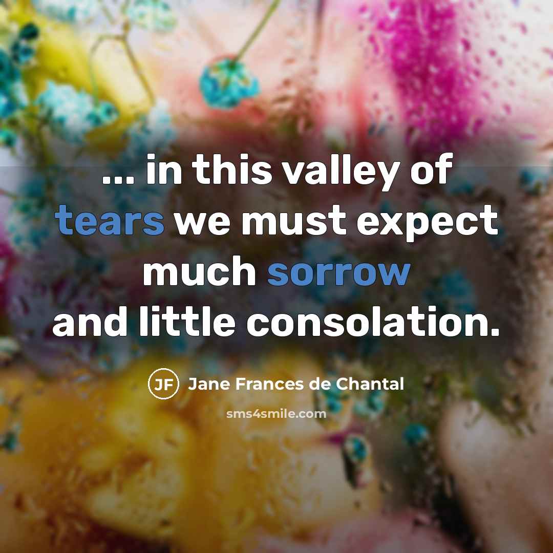 “... in this valley of tears we must expect much…” quote by Jane Frances de Chantal