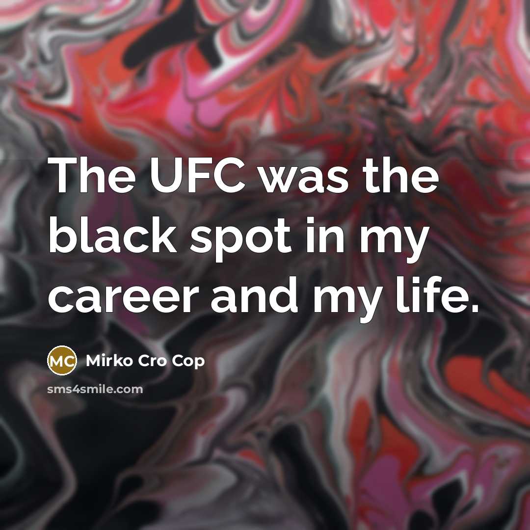 “The UFC was the black spot in my career and…” quote by Mirko Cro Cop