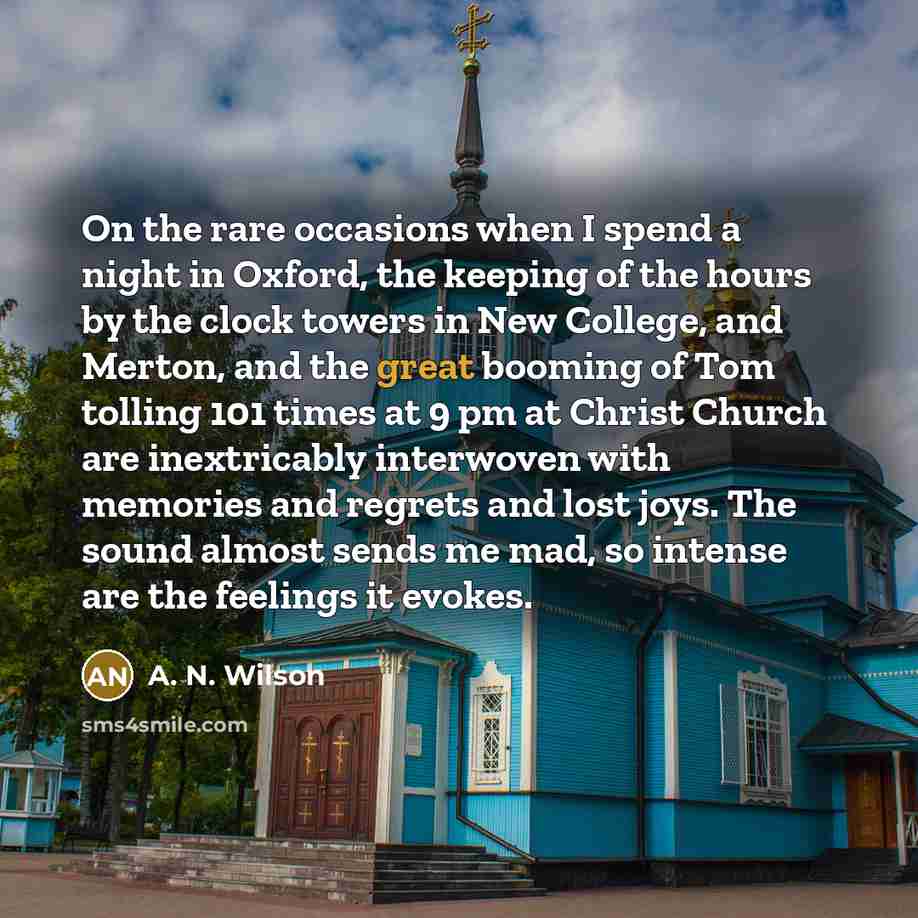 “On the rare occasions when I spend a night in…” quote by A. N. Wilson