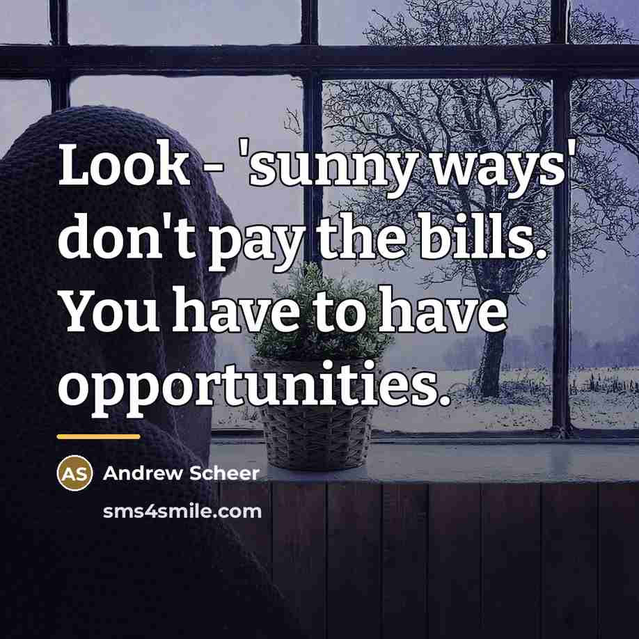 “Look - 'sunny ways' don't pay the bills. You have…” quote by Andrew Scheer