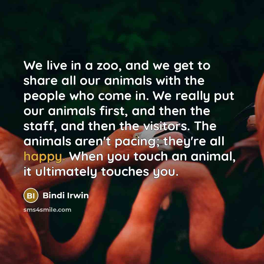 “We live in a zoo, and we get to share…” quote by Bindi Irwin