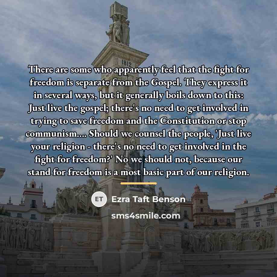 “There are some who apparently feel that the fight for…” quote by Ezra Taft Benson