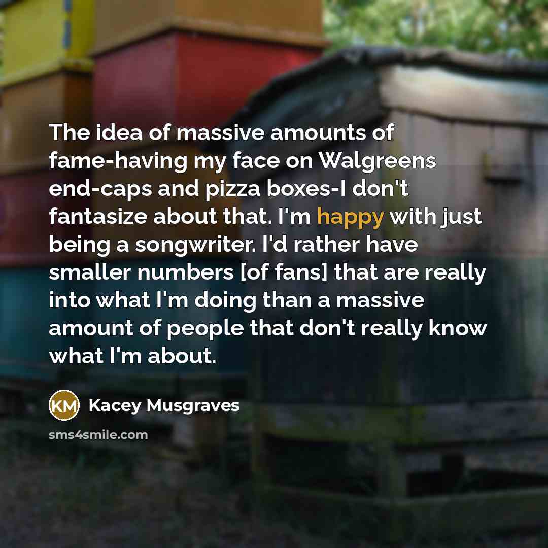 “The idea of massive amounts of fame-having my face on…” quote by Kacey Musgraves