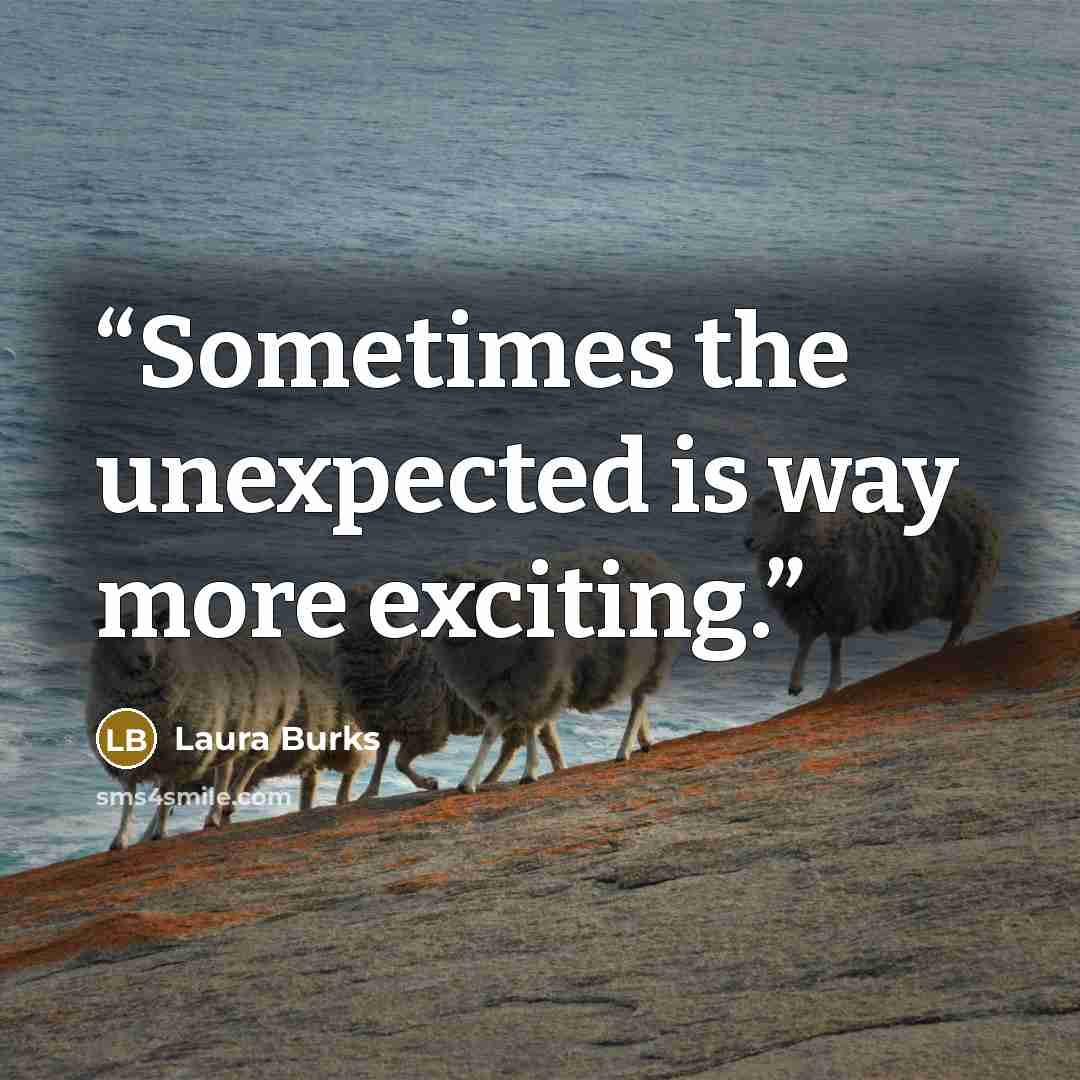 “Sometimes the unexpected is way more exciting.” quote by Laura Burks