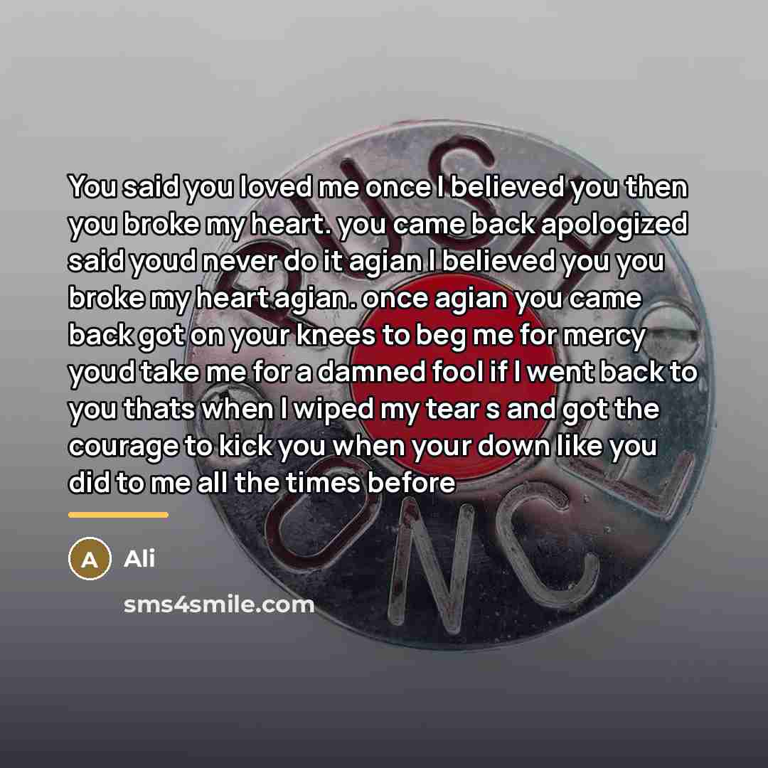 “You said you loved me once I believed you then…” quote by Ali
